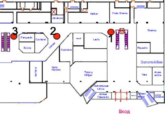 Схема рекламной плоскости по адресу ТЦ Fontan Sky холл №2А1