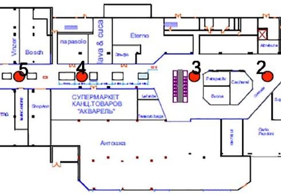 Схема рекламной плоскости по адресу ТЦ Fontan Sky холл №3А2