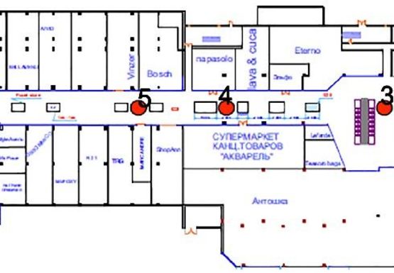 Схема рекламної площини за адресою ТЦ Fontan Sky холл №4А1