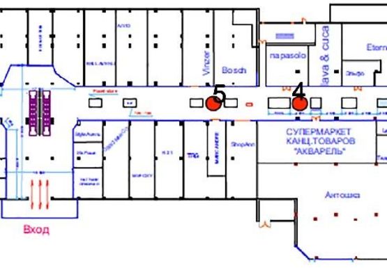 Схема рекламной плоскости по адресу ТЦ Fontan Sky холл №5А1
