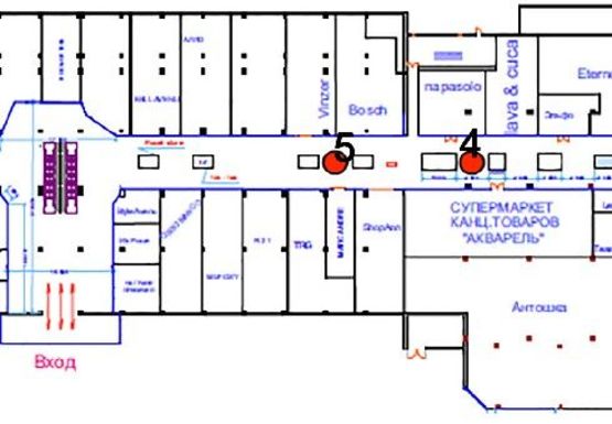 Схема рекламної площини за адресою ТЦ Fontan Sky холл №5А2