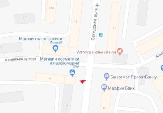 Схема рекламной плоскости по адресу Сегедская ул. №14 А