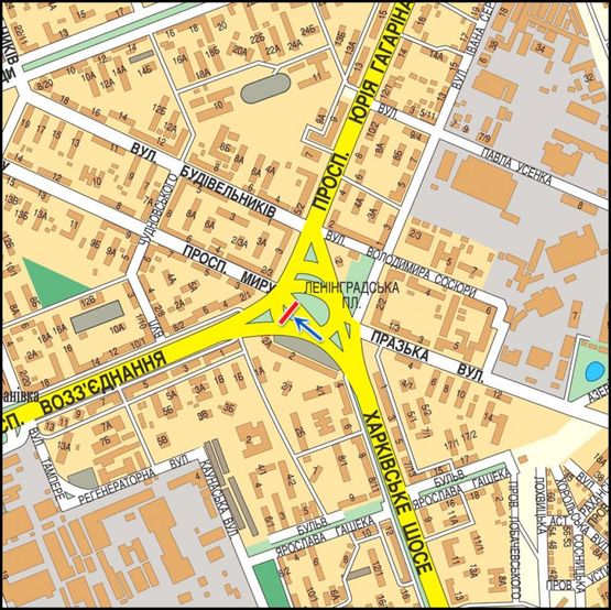 Схема рекламной плоскости по адресу (219667) Ленинградская площадь, в центр