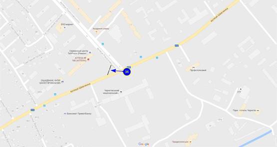 Схема рекламной плоскости по адресу ул. Шевченко х ул. Рокоссовского призма (грань 5)