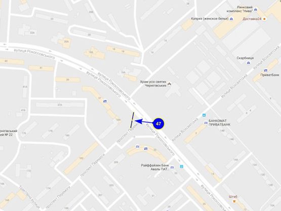 Схема рекламной плоскости по адресу ул. Рокоссовского х просп.Победы призма (грань 1)
