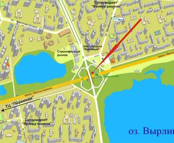 Схема рекламной плоскости по адресу пр.Бажана (ст.м.Харьковская")-призма пл.3- в центр"