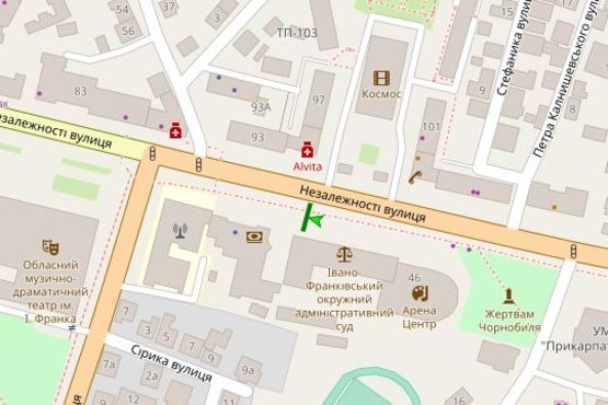 Схема рекламной плоскости по адресу Незалежності вул., (Кінотеатр "Космос")