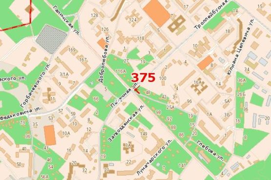 Схема рекламной плоскости по адресу Галицька вул. - Тролейбусна вул.