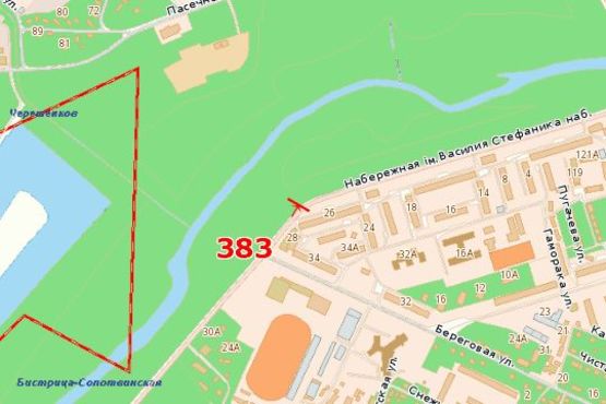 Схема рекламной плоскости по адресу Набережна ім.Василя Стефаника наб. - Берегова вул.