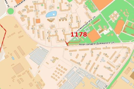 Схема рекламной плоскости по адресу Довженка вул. - Сухомлинського вул. (з центру, права)