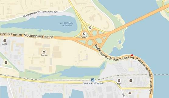 Схема рекламної площини за адресою Набережно- Рыбальская перед рестораном "Мандарин" в направлении Московского пр-т.