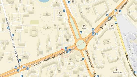 Схема рекламной плоскости по адресу Ахматовой Анны ул., 4(светофор)