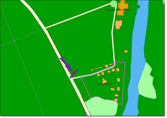 Схема рекламной плоскости по адресу Столичное шоссе/санаторий  "Жовтень"   напр.выезд из города