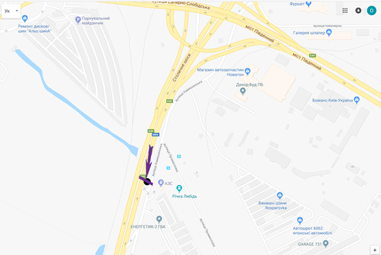 Схема рекламной плоскости по адресу Столичное шоссе напртив АЗС ТНК, напр. выезд из города