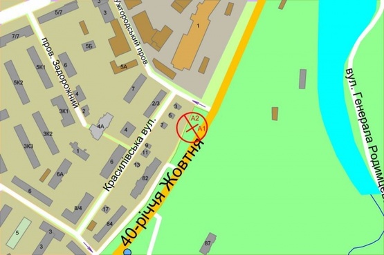 Схема рекламной плоскости по адресу Голосеевский (40-летия Октября) проспект / Ужгородский пер.