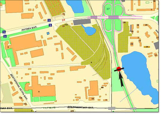 Схема рекламной плоскости по адресу ул.Богатырская направление Вышгорода (АЗС "Кло")