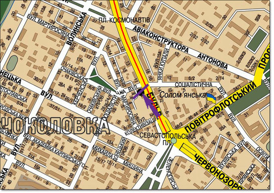 Схема рекламной плоскости по адресу бул.Чоколовский,9,/ рынок, направление  на пр.Победы (призма)