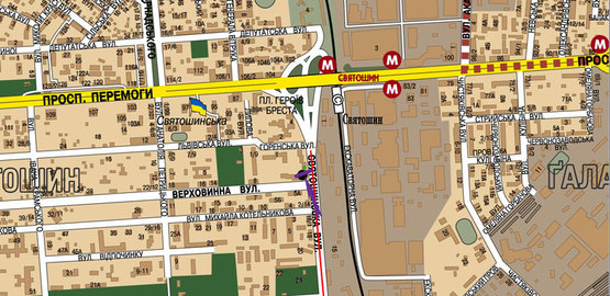 Схема рекламної площини за адресою вул. Святошинська,6 \ вул. Верховинна, на світлофорі