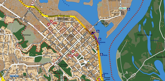 Схема рекламной плоскости по адресу вул. Набережно-Хрещатицька,10, напрямок із центру