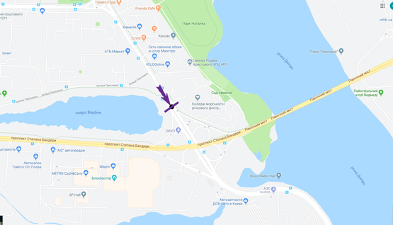 Схема рекламной плоскости по адресу ул.Героев Сталинграда, 2, направление на пр. С. Бандеры