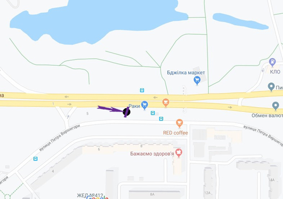 Схема рекламной плоскости по адресу пр. Ватутіна, 8  біля повороту до "Фуршету"