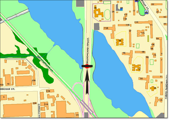 Схема рекламной плоскости по адресу пр. Оболонський   у напрямку  Вишгорода