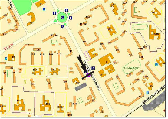 Схема рекламной плоскости по адресу вул. Драйзера, 9 у напрямку ринку "Троєщина"