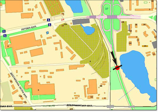 Схема рекламної площини за адресою вул. Богатирська у напрямку Петрівки (АЗС "Кло")