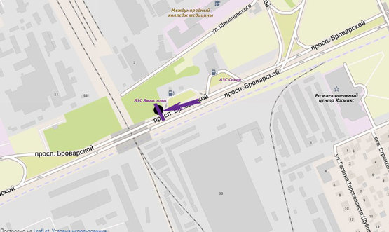 Схема рекламної площини за адресою пр. Броварський, 53