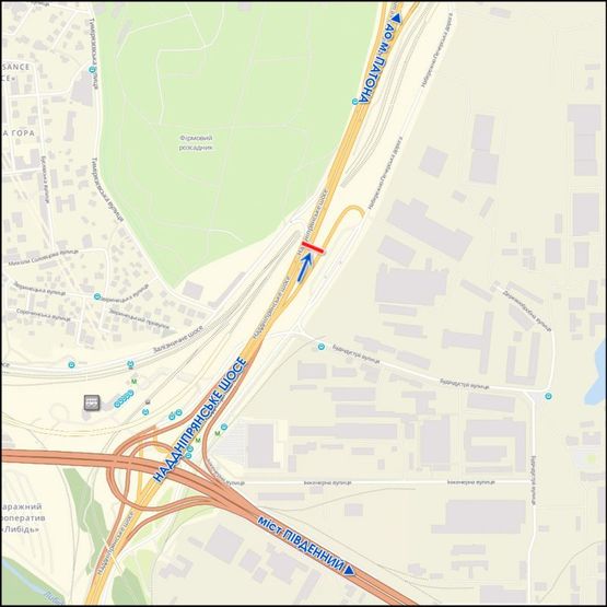 Схема рекламної площини за адресою Надднепрянское шоссе, к м.Патона, в центр
