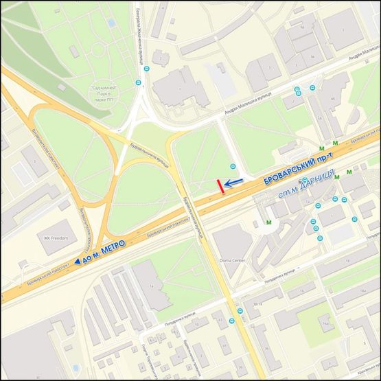 Схема рекламної площини за адресою Броварской пр., перед бульваром Перова, в центр