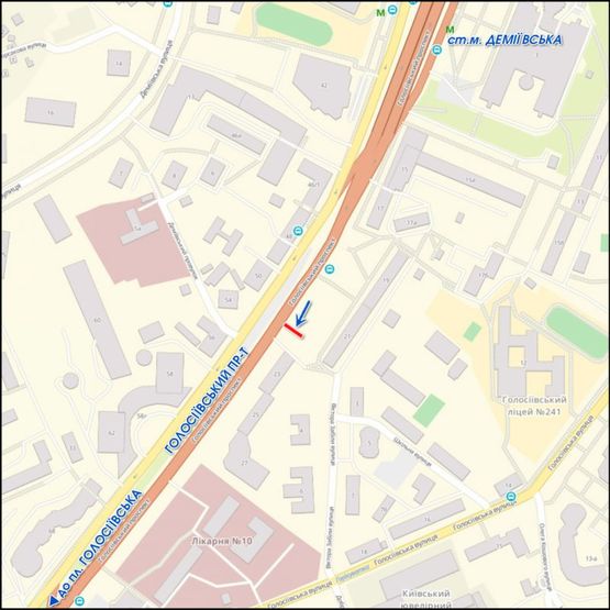 Схема рекламної площини за адресою Голосеевский пр.,19, из центра к Голосеевской пл.