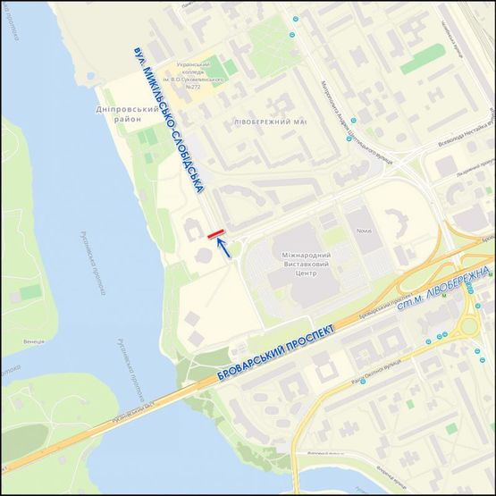 Схема рекламной плоскости по адресу Ник.-Слободская, от МВЦ к ЖК "Русановская гавань"