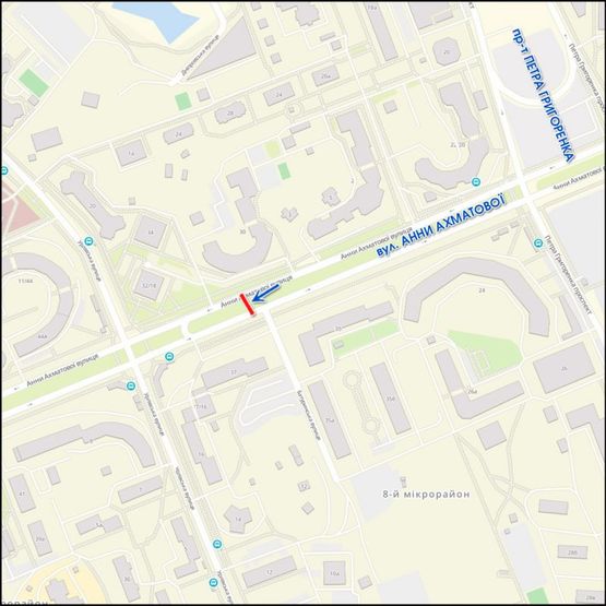 Схема рекламной плоскости по адресу Анны Ахматовой, разделитель, к ТРЦ "River Mall"