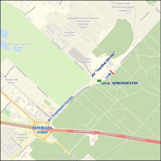 Схема рекламної площини за адресою Старобориспольская, разделитель, из центра