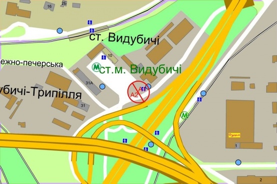 Схема рекламної площини за адресою Надднепрянское шоссе,М"Выдубичи"