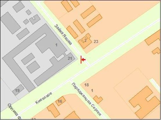 Схема рекламной плоскости по адресу Zt 006-2 Київське шосе,21 / вул.Саєнка,з-д"Лікарські трави"(нижній) А2