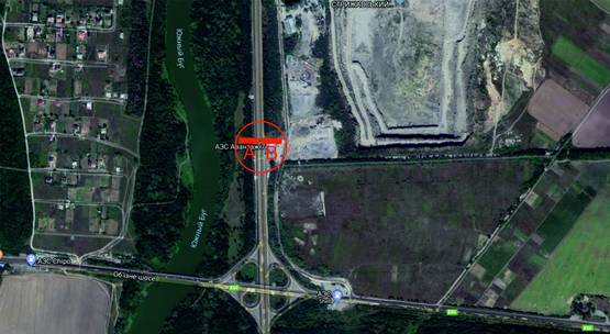 Схема рекламної площини за адресою Киевская трасса (500м от Винницы) выезд правая