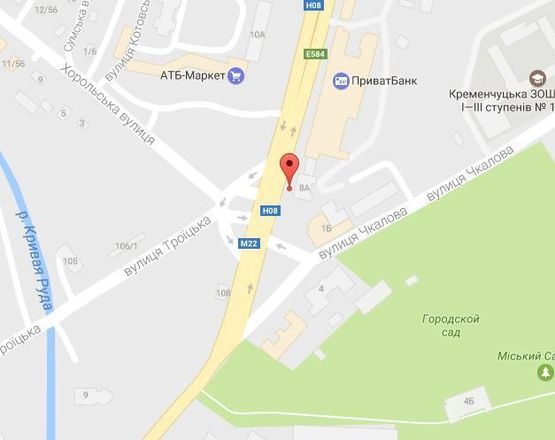 Схема рекламной плоскости по адресу просп. Свободы, 8а (ул.60л.Октября), перекр. с ул. Троицкой (Красина) и ул. Хорольской, район супермаркета «АТБ» и Электростанции