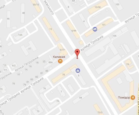 Схема рекламной плоскости по адресу ул. Троицкая (Красина), 78, перек. с ул. Доктора А.Богаевского (ул. 40-летия Октября), возле магазина «Керама», направление в центр