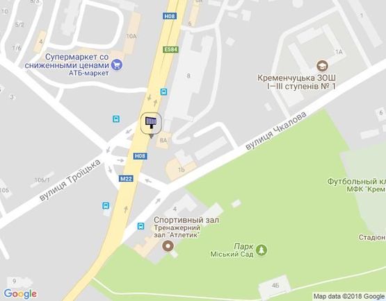 Схема рекламной плоскости по адресу просп. Свободы (ул.60л.Октября), 8а, перекр. с ул. Троицкой (Красина) и ул. Хорольской, возле Электростанции, напротив супермаркета «АТБ»