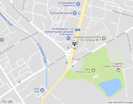 Схема рекламной плоскости по адресу просп. Свободы (ул.60л.Октября), 8а, перекр. с ул. Троицкой (Красина) и ул. Хорольской, возле Электростанции, напротив супермаркета «АТБ»