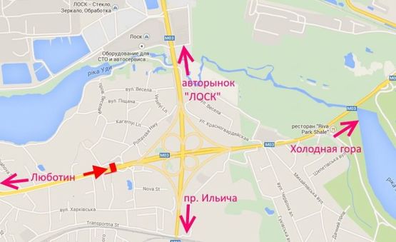 Схема рекламної площини за адресою Полтавский шлях- пост ГАИ-в центр