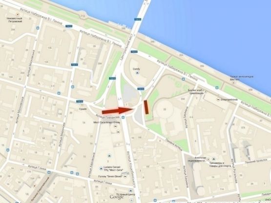 Схема рекламной плоскости по адресу вул. Ломана - центральний міст, призма /ул. Коцюбинского - цирк, Центральный мост, ТРЦ Мост-Сити, призма