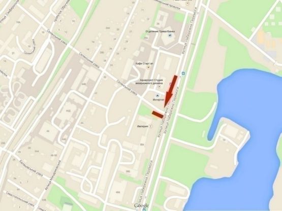 Схема рекламної площини за адресою вул. Наб. Перемоги, 38, (магазин "Інтертоп"), призма/ул. Наб. Победы, 38, (магазин "Интертоп"), призма