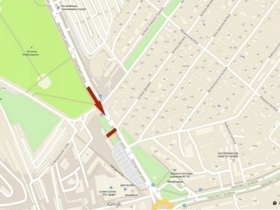 Схема рекламной плоскости по адресу Запорізьке шосе, МЖК "Зоряний", призма/Запорожское шоссе, МЖК "Зоряный", призма, ТЦ Дафи, МакДональдс