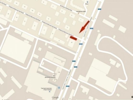 Схема рекламной плоскости по адресу пр-т. Слобожанський - вул. Новоселівська, до центру, призма 12х3/пр.им.газеты "Правда" - ул. Новоселовская, в центр, призма 12х3