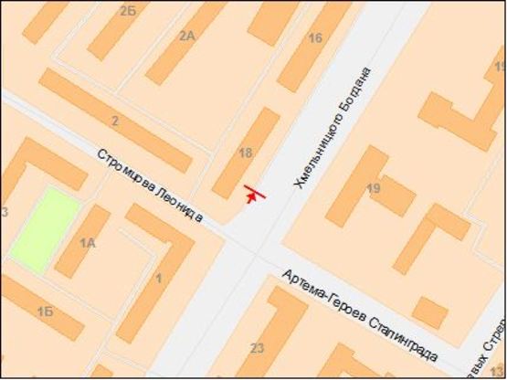 Схема рекламной плоскости по адресу пр.Б.Хмельницького, 20 - вул.Вакуленчука/ул.Героев Сталинграда, 20