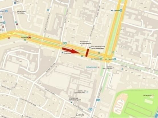 Схема рекламної площини за адресою пр-т. Д. Яворницького - вул. Василя Чапленка, в центр, бек-лайт 4х3/пр. К. Маркса - ул. Фрунзе, в центр, бэк-лайт 4х3