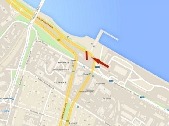 Схема рекламної площини за адресою Річпорт, перед залізничним мостом, з центру, бек-лайт 8х4 /Речпорт, перед ж/д мостом, из центра, бэк-лайт 8х4